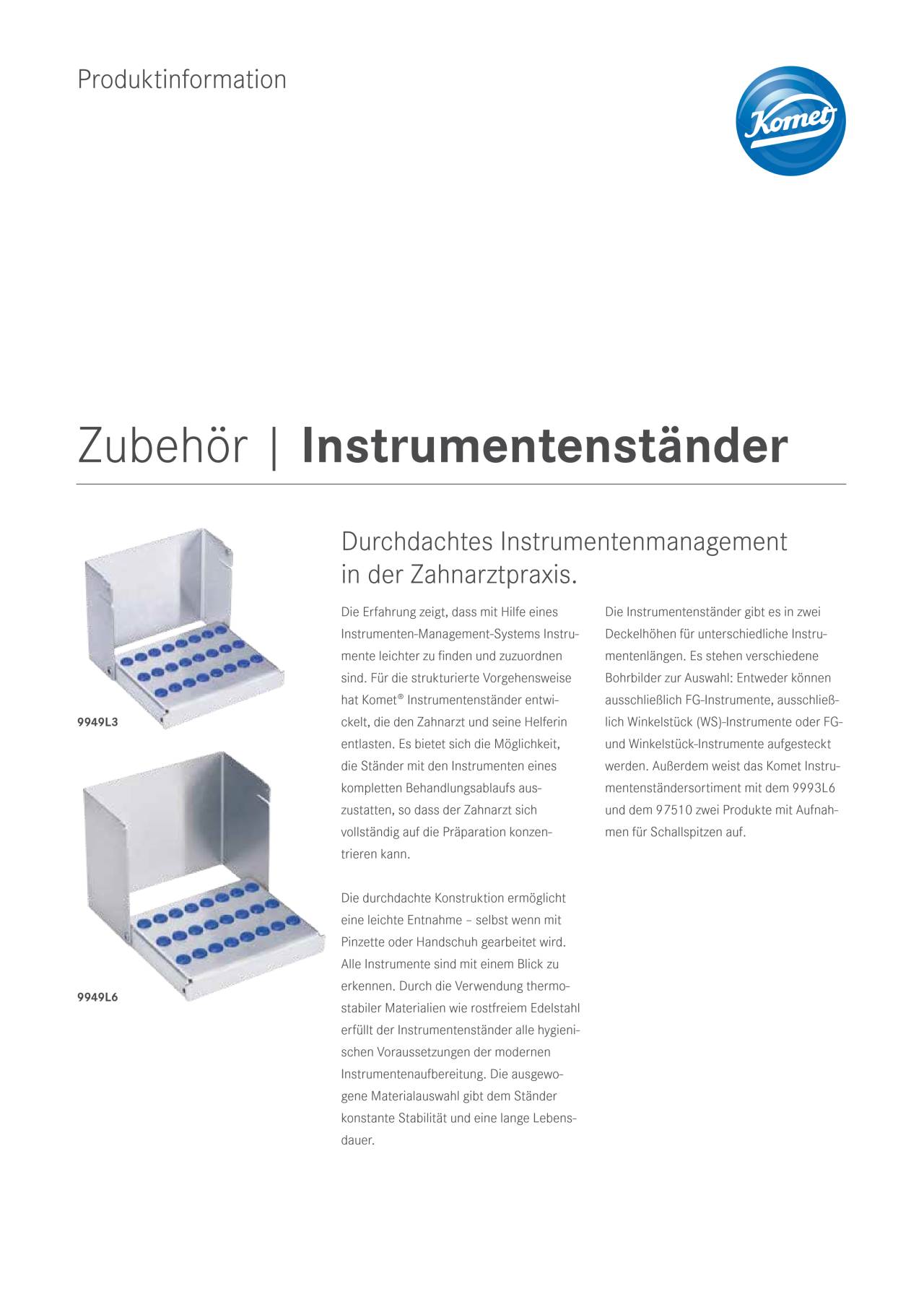 PI | Instrumentenständer – Komet Dental, Cassette Racks & Accessories