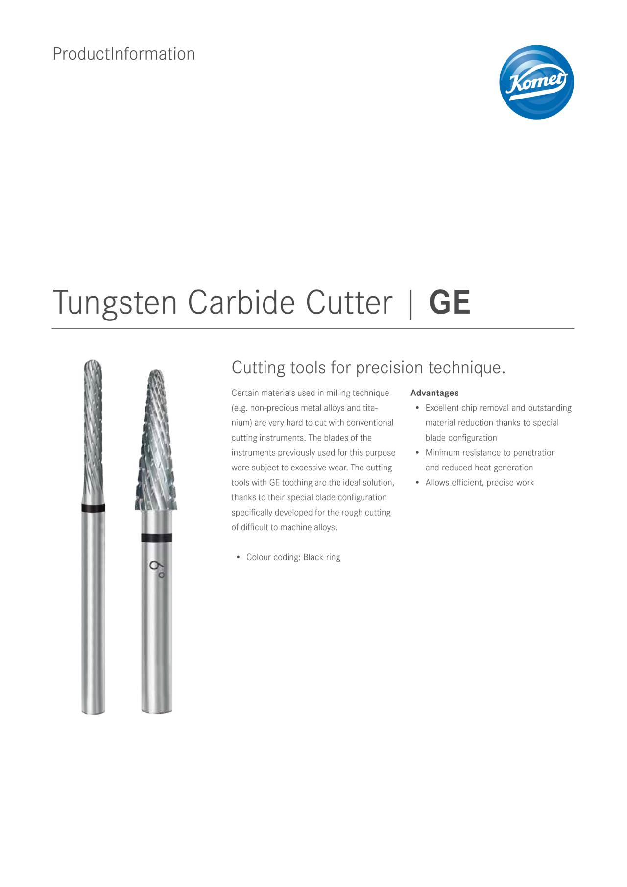 PI | Tungsten Carbide Cutter GE – Komet Dental, Carbide Burs
