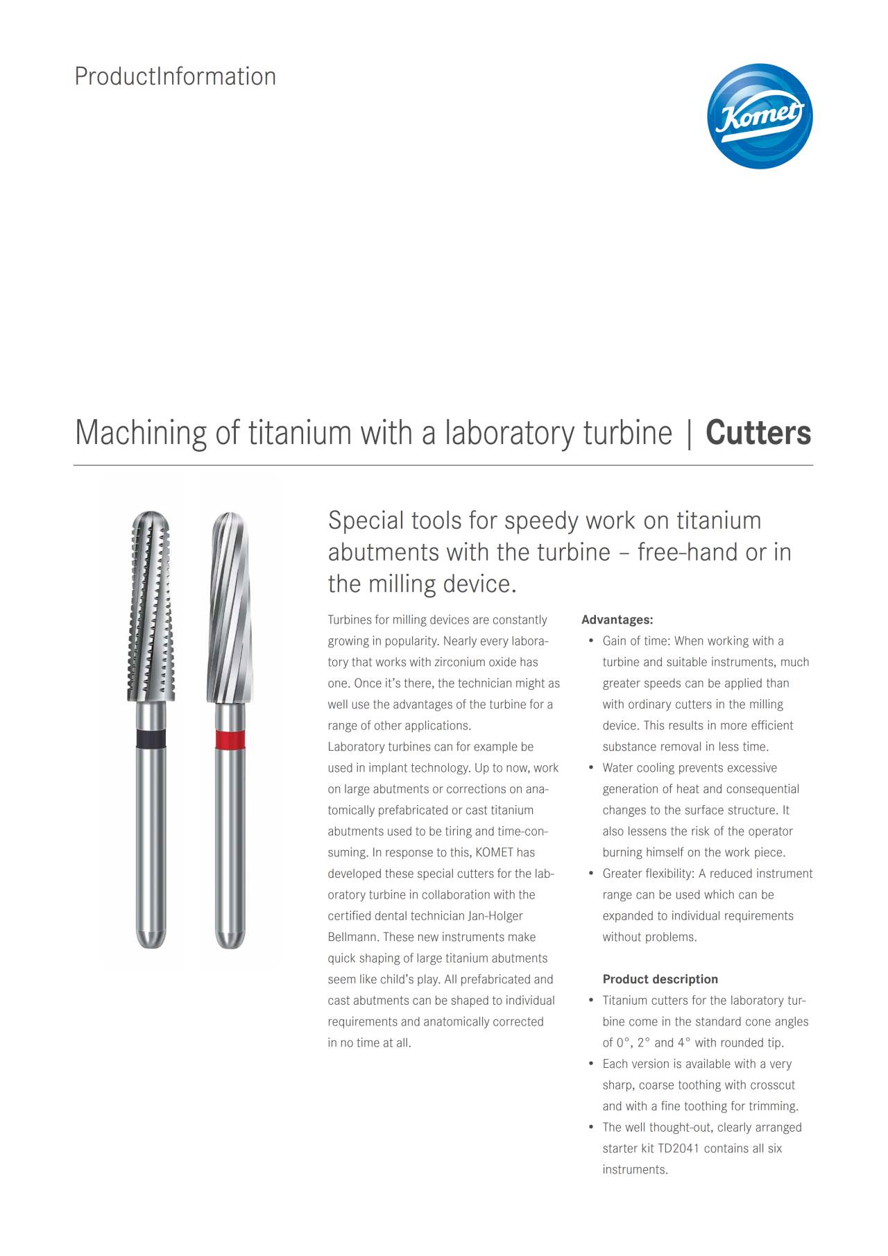 PI | Cutters – Komet Dental, Milling Tools