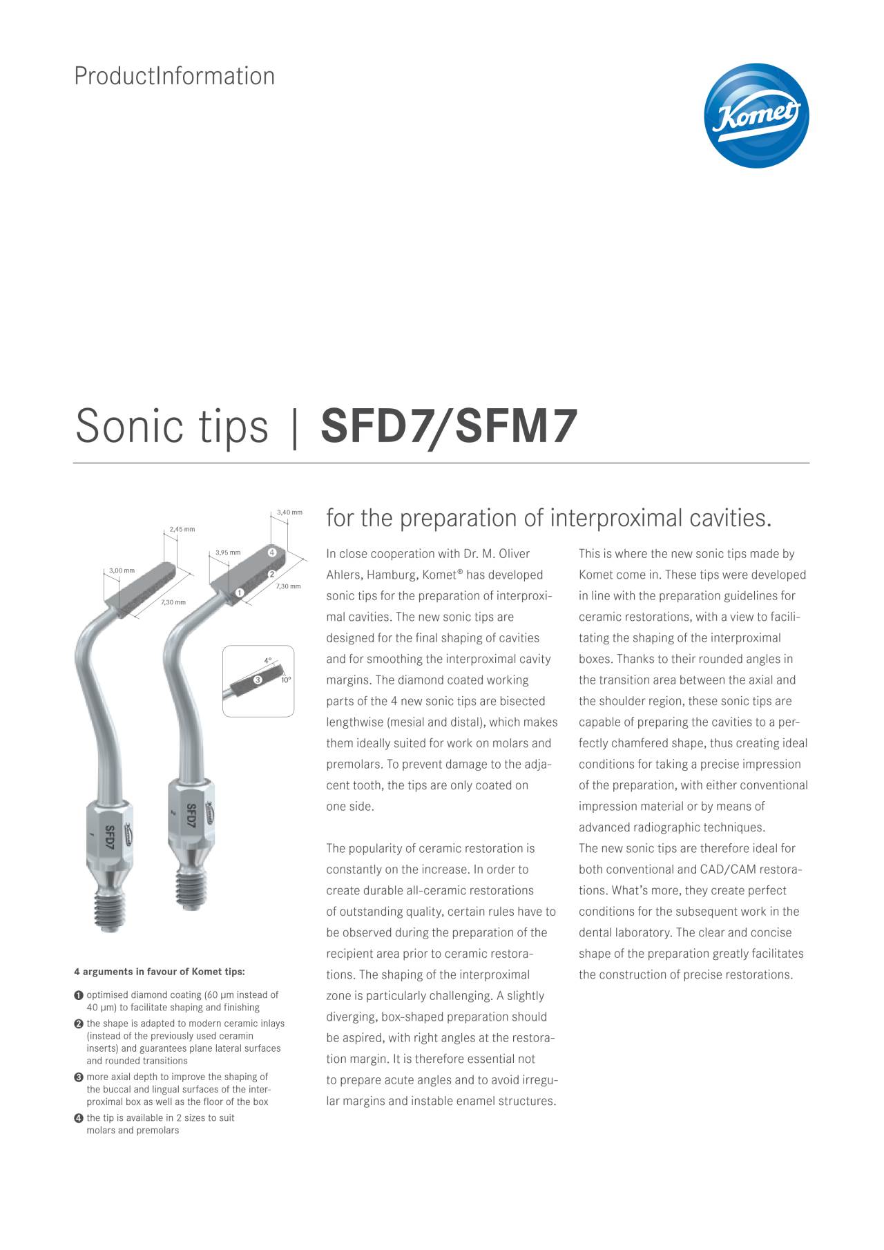PI | Sonic tips SFD7/SFM7 – Komet Dental, Scaling Units