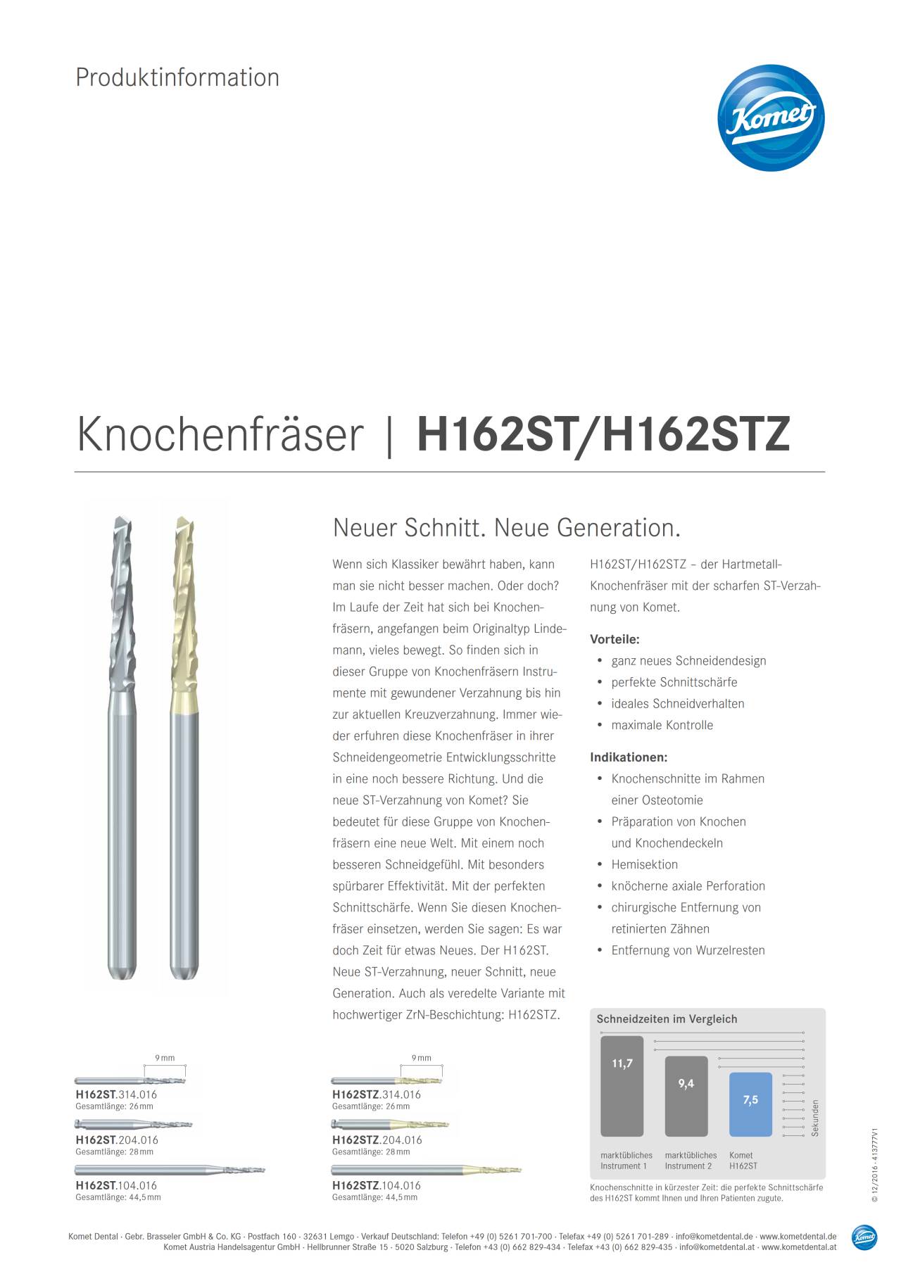 PI | Knochenfräser H162ST/H162STZ – Komet Dental, Surgical Burs & Bone Mills