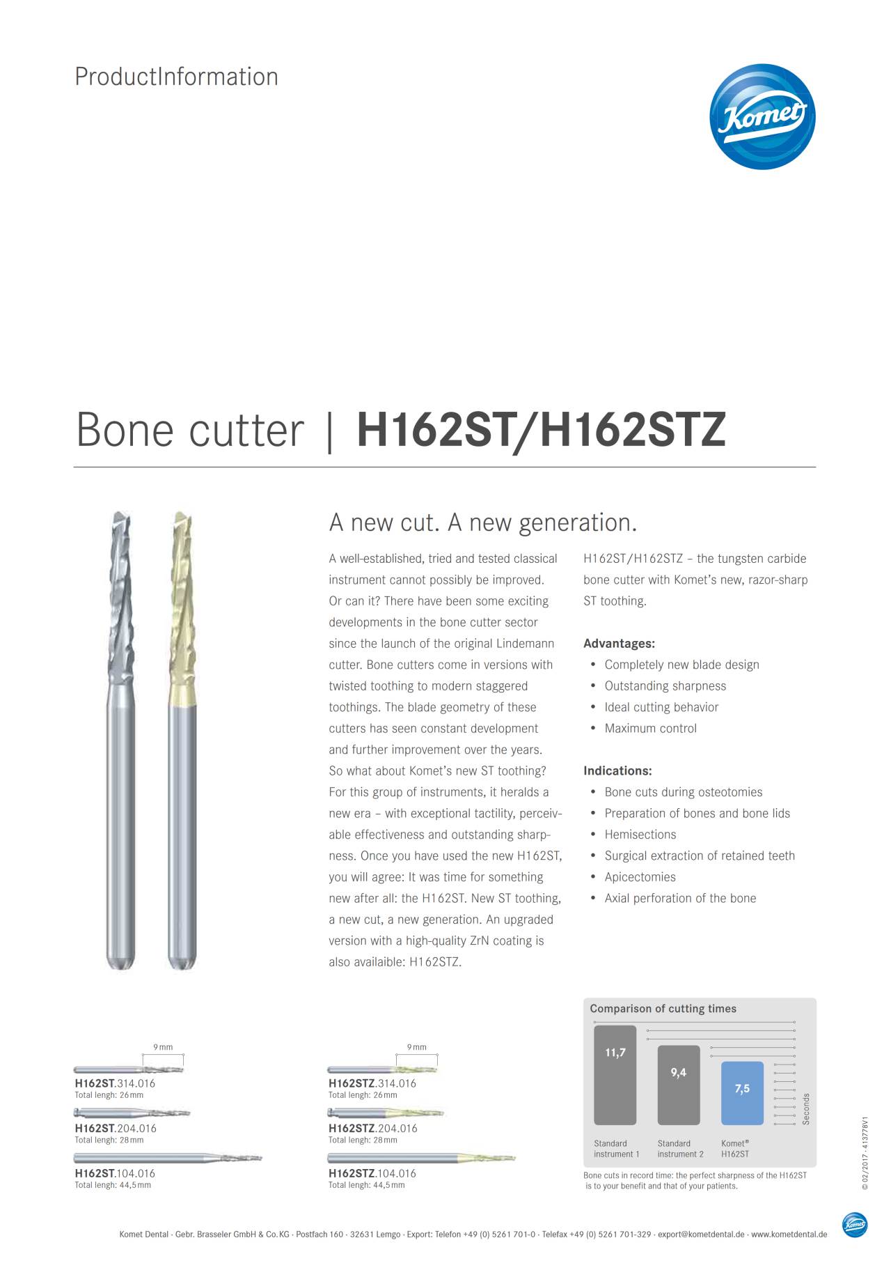 PI | H162ST – Komet Dental, Bone Rongeurs & Chisels