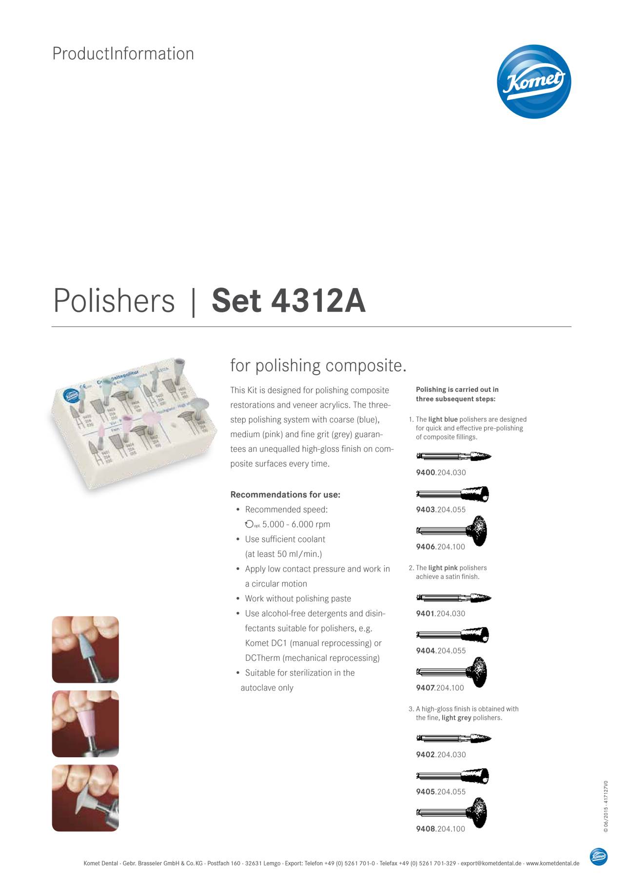 PI | Set 4312A – Komet Dental, Finishing Kits
