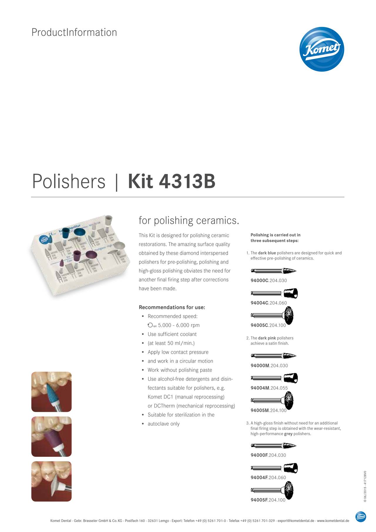 PI | Set 4313B – Komet Dental, Finishing Kits