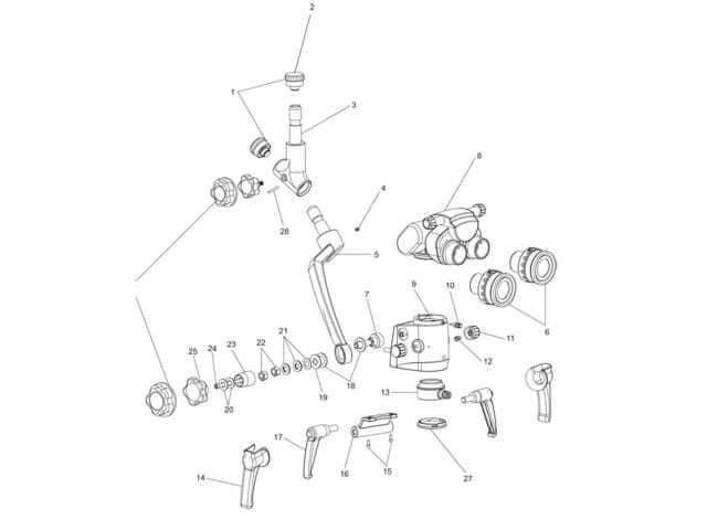 Oblique to eyepiece DNT part with NuVar 10 mounted – Labomed Europe b.v., Lupenbrillen und Mikroskope
