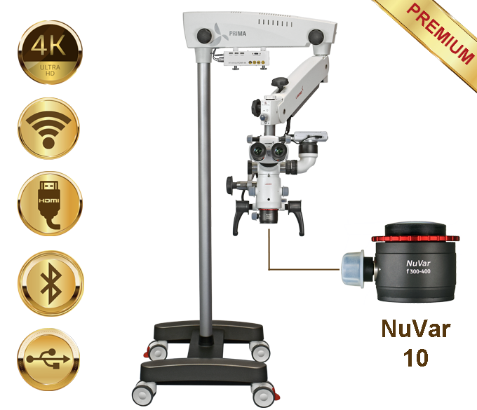 PrimaDNT Microscope Premium, mobile stand, NuVar 10 – Labomed Europe b.v., Lupenbrillen und Mikroskope