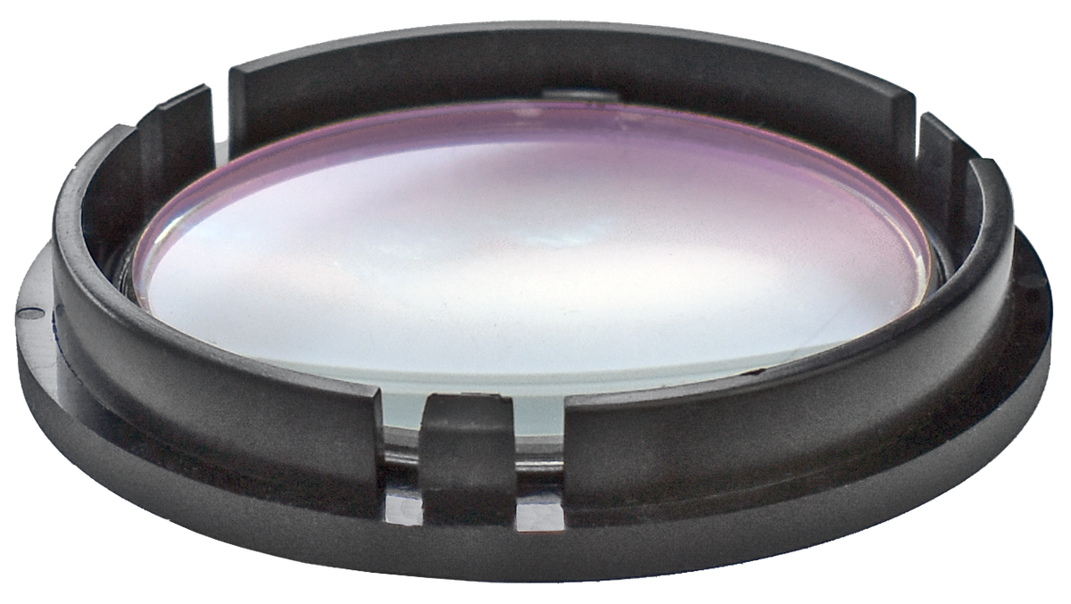 Lens protector with click-on attachment for silver CMO and NuVar objectives with side knob – Labomed Europe b.v., Lupenbrillen und Mikroskope