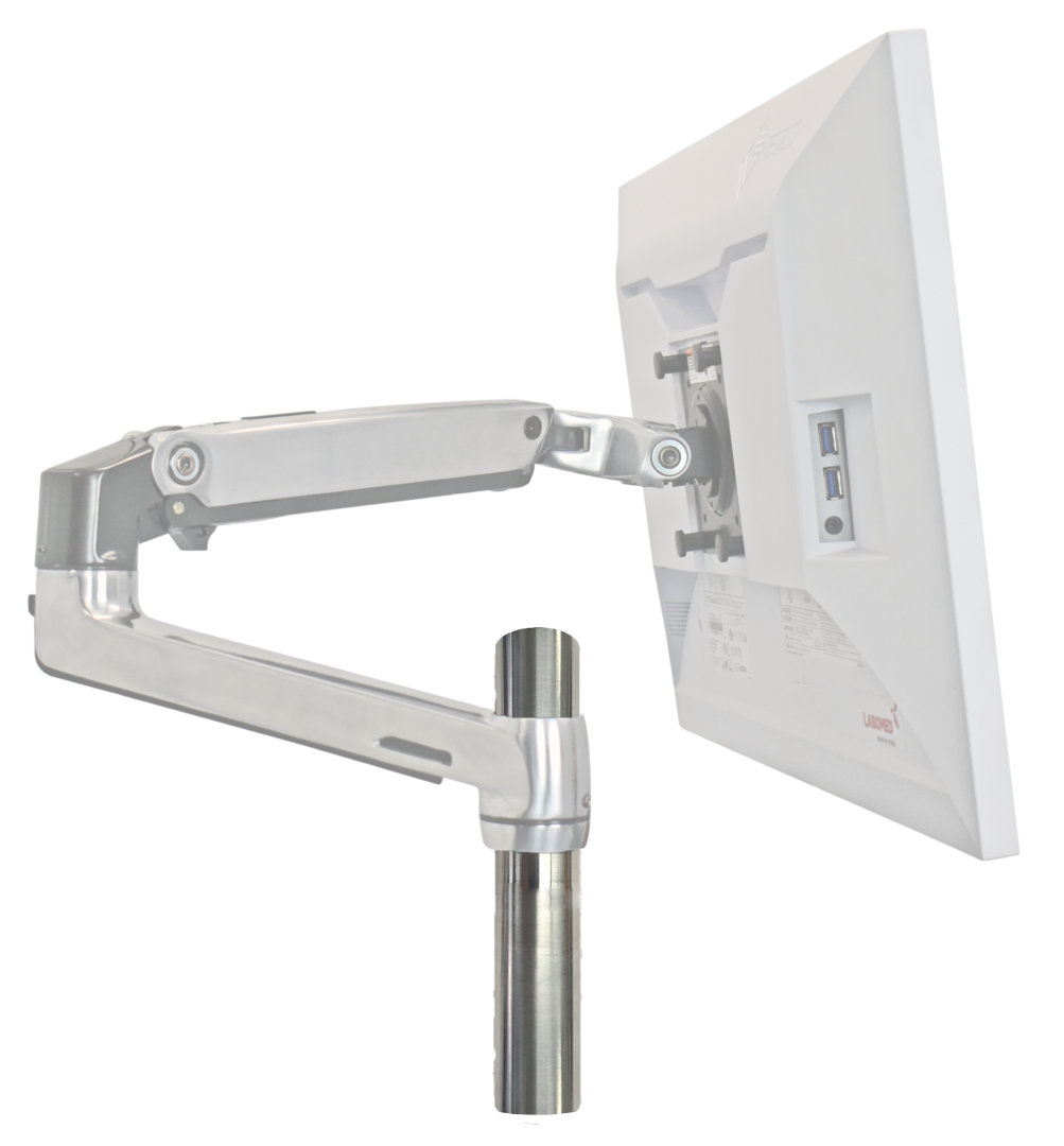 Ergonomische armadapter Ø30 mm, hoogte 85 mm, zilver – Labomed Europe b.v., Lupenbrillen und Mikroskope