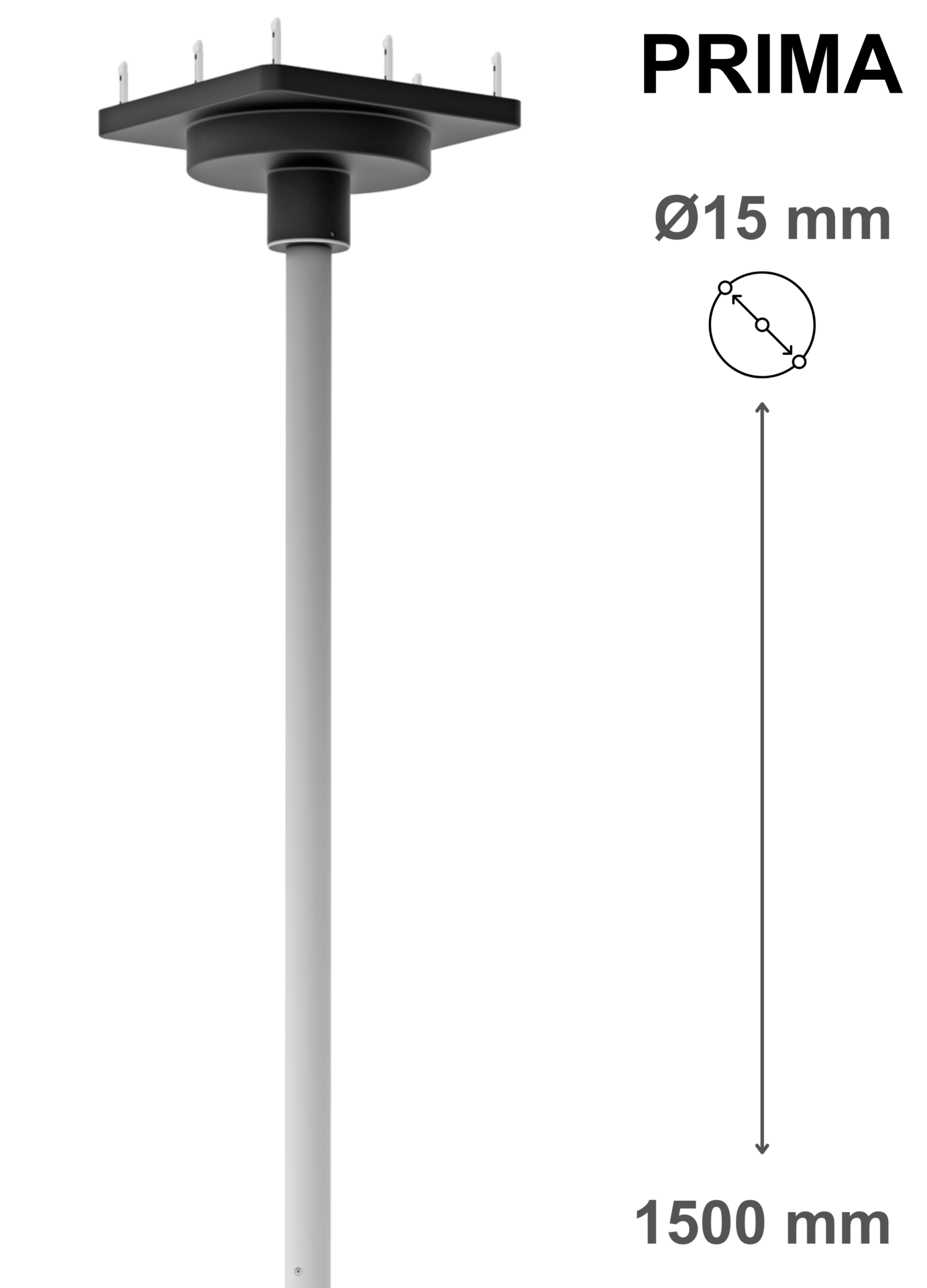 Ceiling mount for PRIMA, pin Ø15 mm, with 150 cm column – Labomed Europe b.v., Practice Furniture