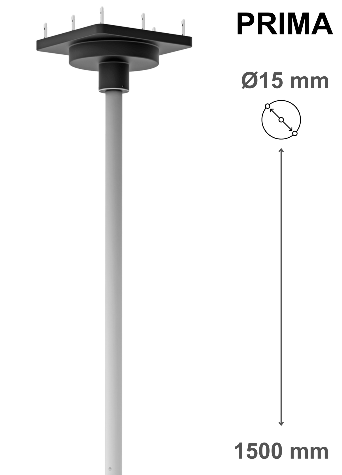Ceiling mount for PRIMA, pin Ø15 mm, with 150 cm column – Labomed Europe b.v., Equipment