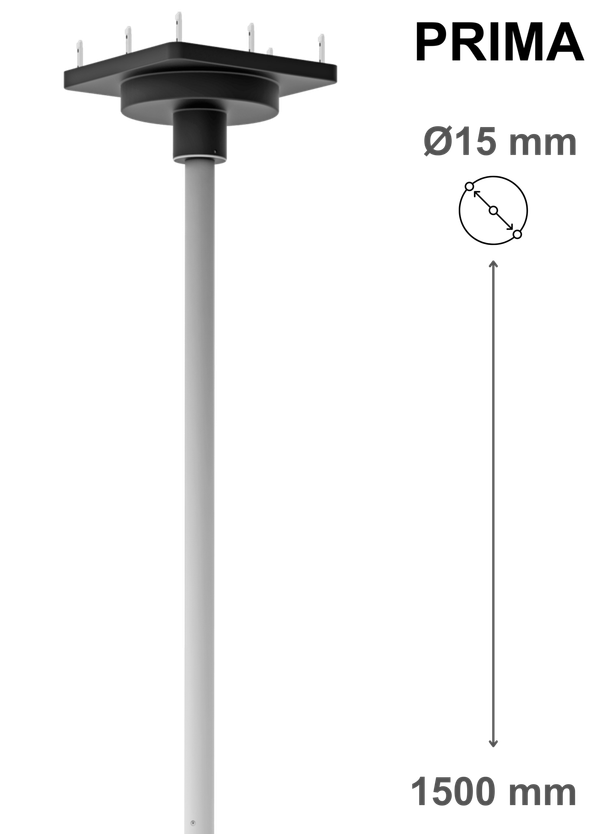 Ceiling mount for PRIMA, pin Ø15 mm, with 150 cm column