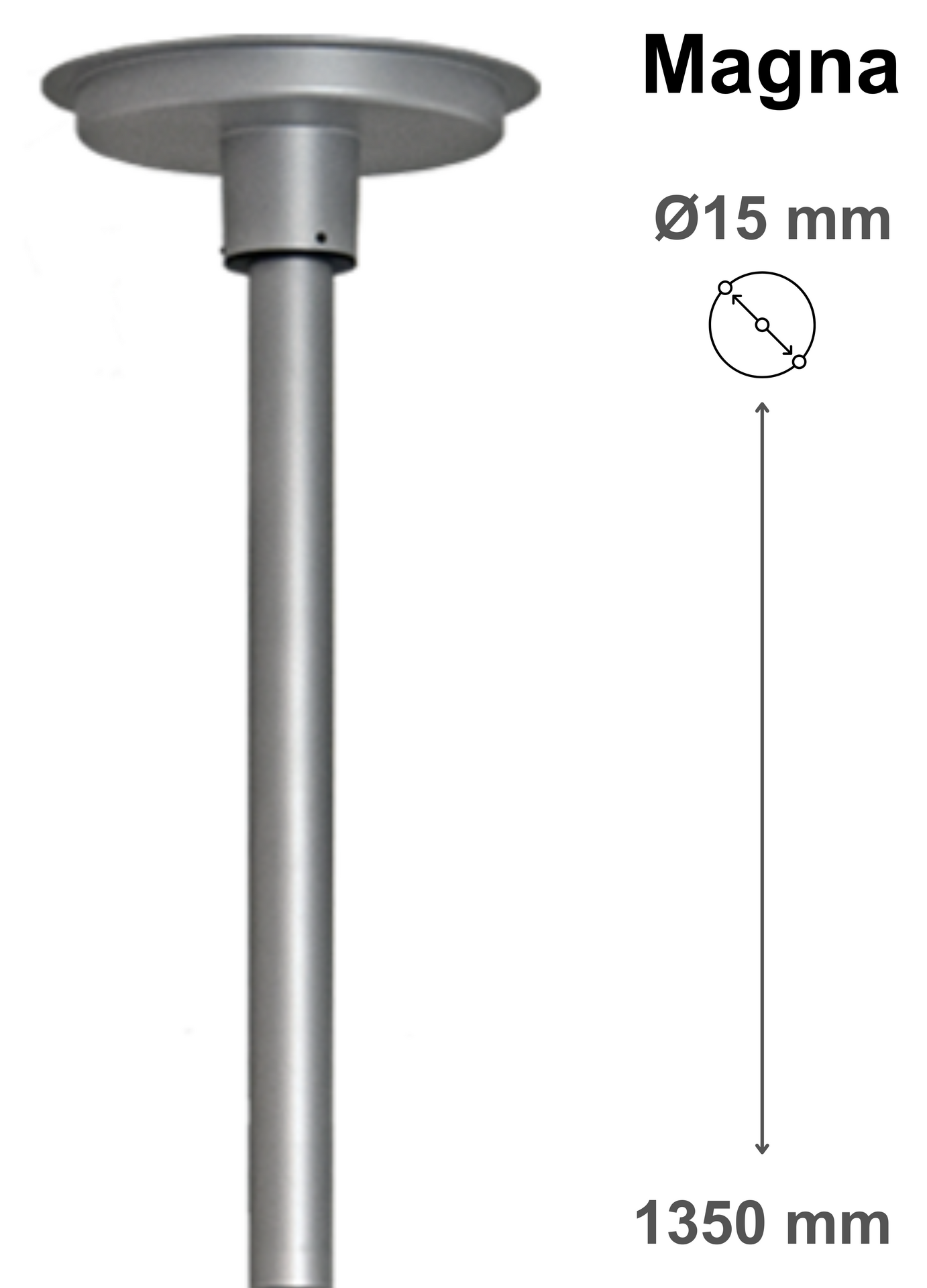Ceiling mount for Magna, pin Ø15 mm, with 135 cm column – Labomed Europe b.v., Loupes & Headlamps