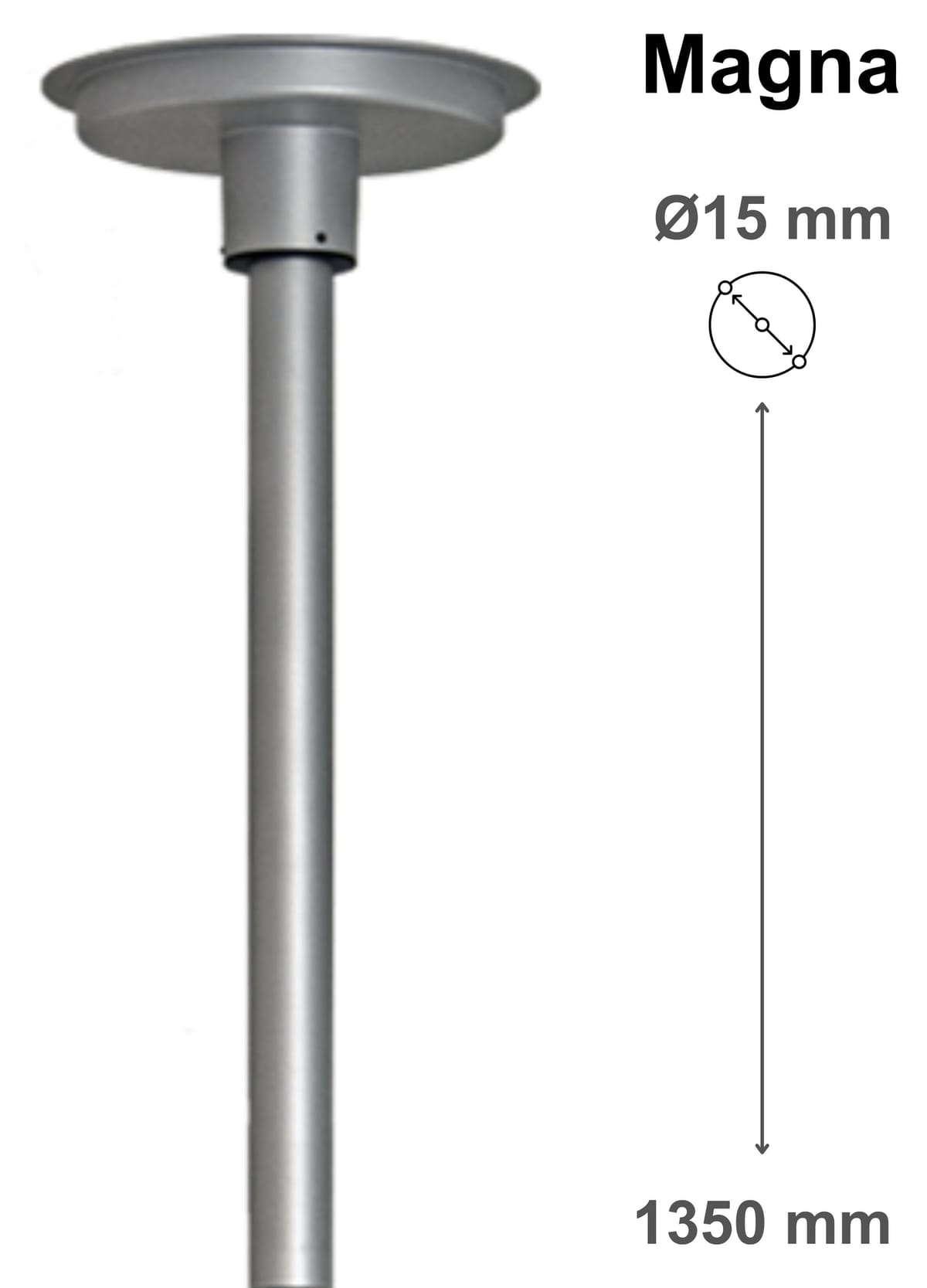 Ceiling mount for Magna, pin Ø15 mm, with 135 cm column – Labomed Europe b.v., Loupes and Microscopes