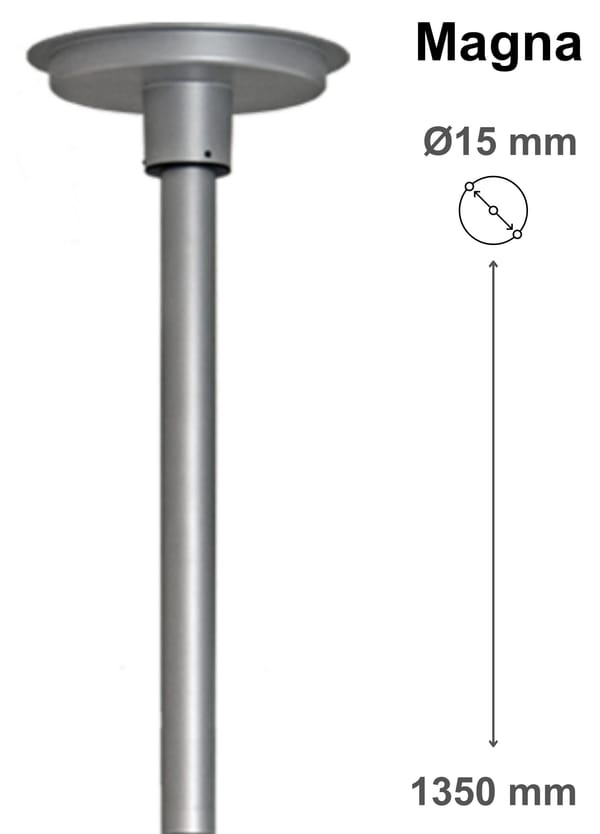 Ceiling mount for Magna, pin Ø15 mm, with 135 cm column