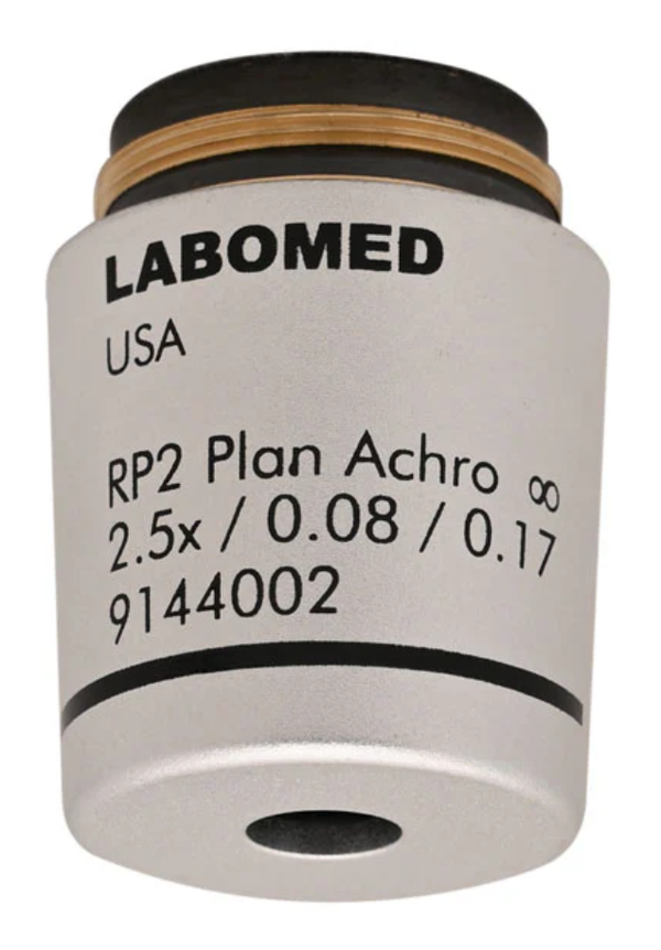 RP series Infinity corrected DIN 2.5x Plan Achro objective (use w/ 9144048)