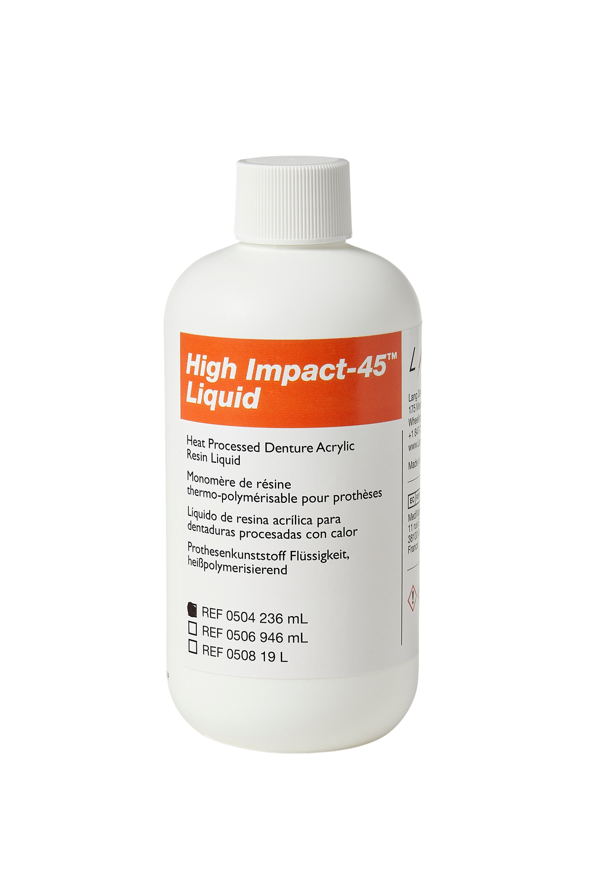 High Impact-45 Denture Bottle Liquid – Lang Dental Mfg. Co., Inc., Kunststoffe