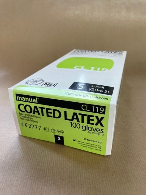 manual CL119, COATED LATEX Handschuh, 100 Stk. pro Packung – MPE Medical GmbH, Arbeitskleidung - Arbeitsschutz