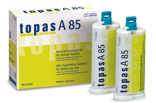 topas PERFECT A85 hard bite registration material 82507 – Müller-Omicron, Bissregistrierung