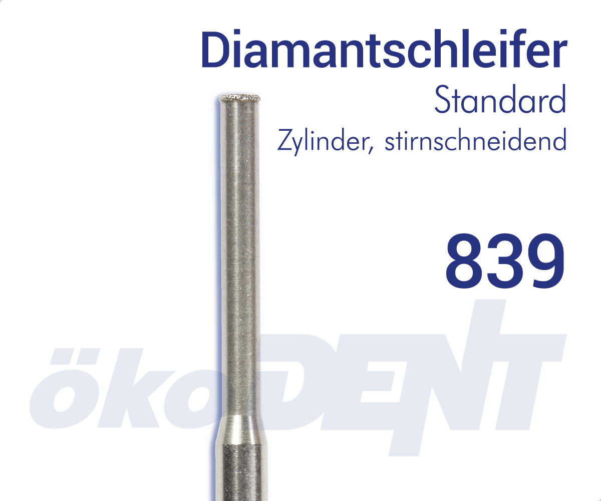 Standard-Diamant 839 - Zylinder, Stirn schneidend – ökoDENT, Diamonds