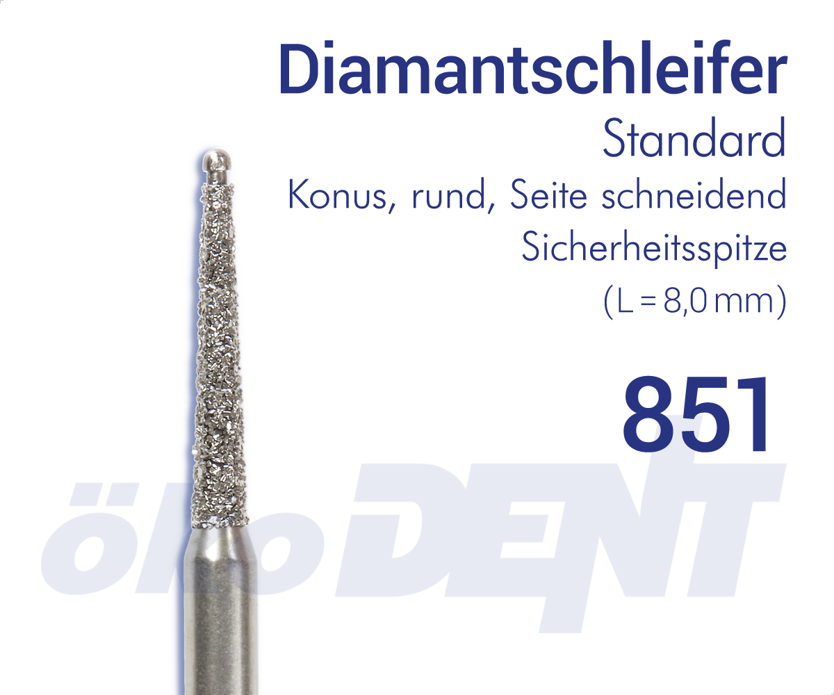 Standard-Diamant 851 - Konus, rund, Seite schneidend - Sicherheitsspitze – ökoDENT, Laboratory Rotary Instruments