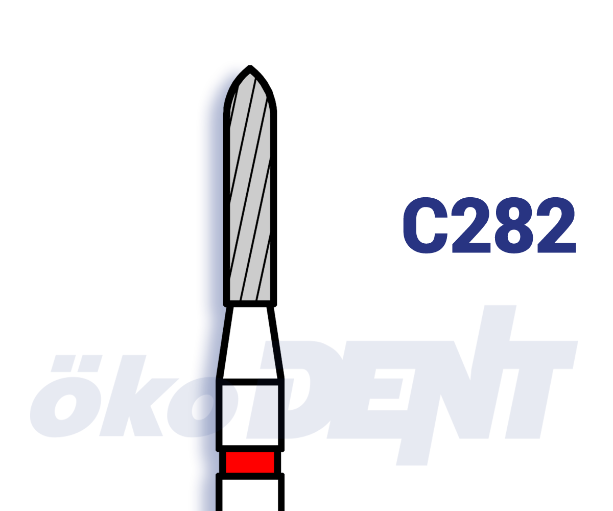Hartmetall-Finierer C282 Torpedo, 6 mm, 10 Schneiden – ökoDENT, Polierscheiben und -streifen