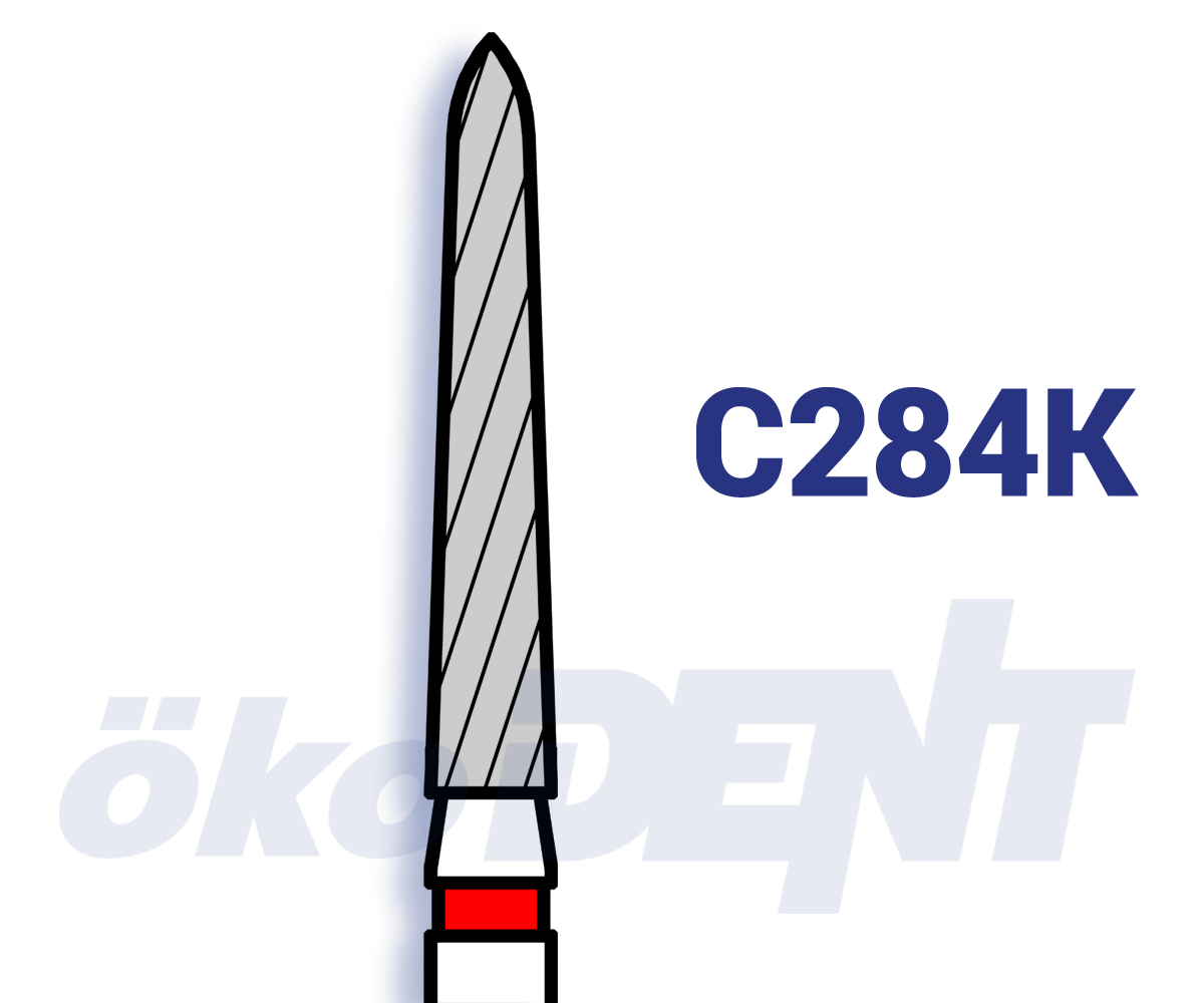 Hartmetall-Finierer C284K Torpedo konisch, 10 mm 12 Schneiden – ökoDENT, Polierscheiben und -streifen