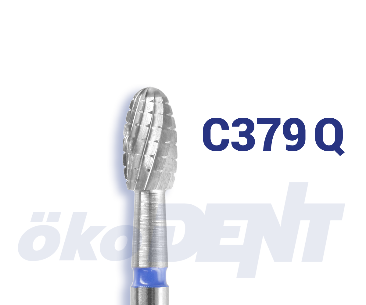 Hartmetall-Finierer C379 Q Ei-Form mit Querhieb, 4.2 mm 12 Schneiden – ökoDENT, Carbide Burs, Ceramic Burs