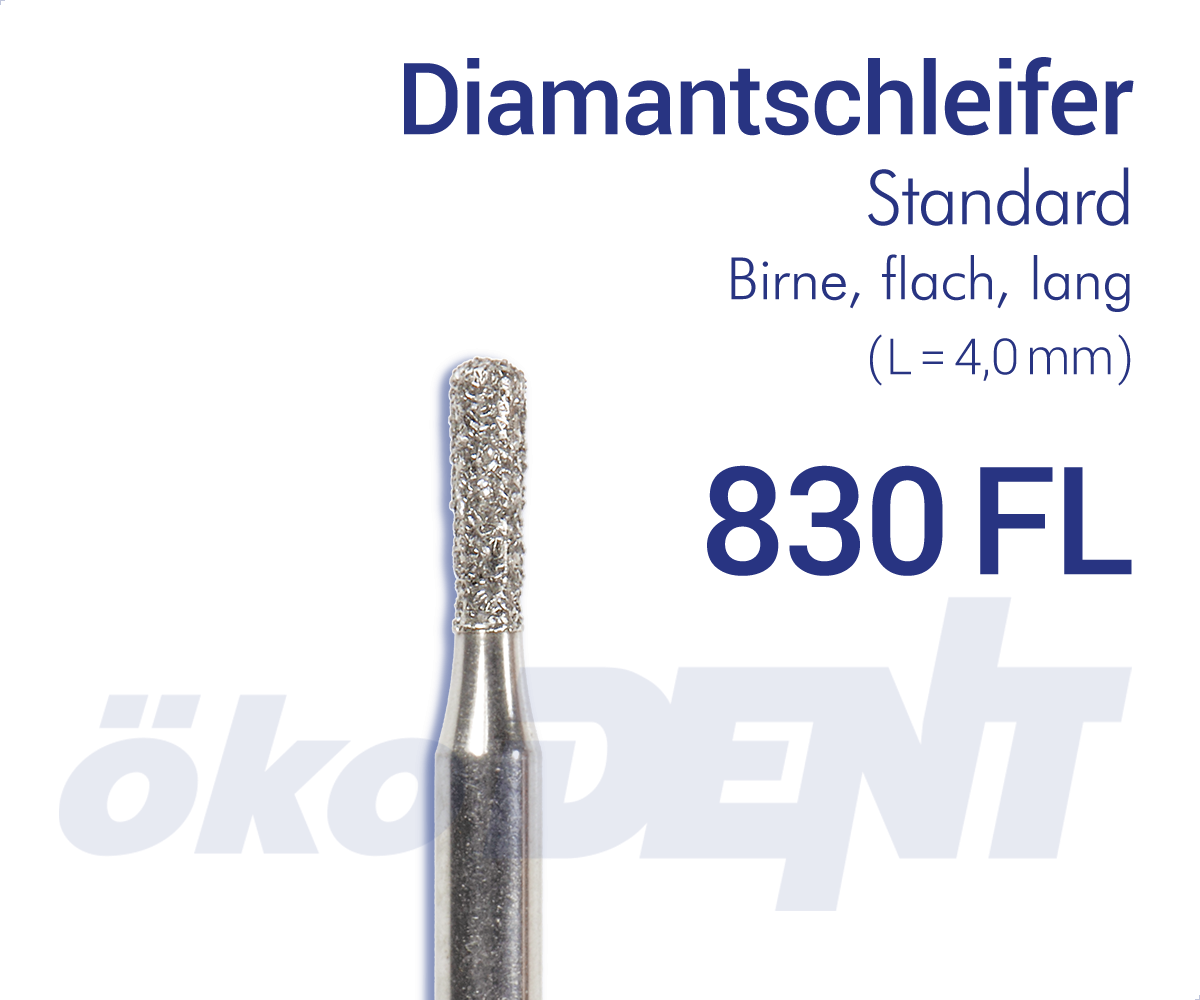 Standard-Diamant 830FL - Birne, lang, flach – ökoDENT, Laboratory Rotary Instruments