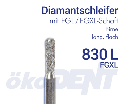 FGL-Diamant 830L - Birne, lang, flach – ökoDENT, Diamond Burs