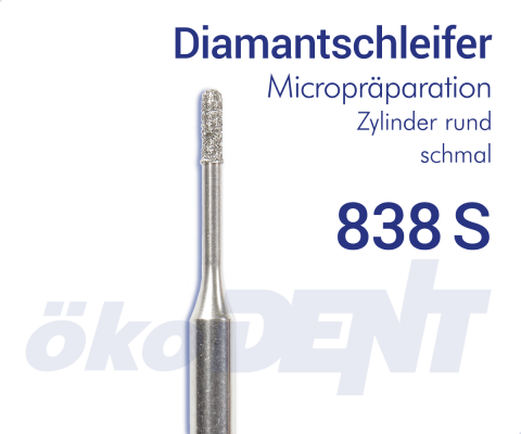 Micro-Diamant 838S - Zylinder rund, schmal – ökoDENT, Diamond Burs