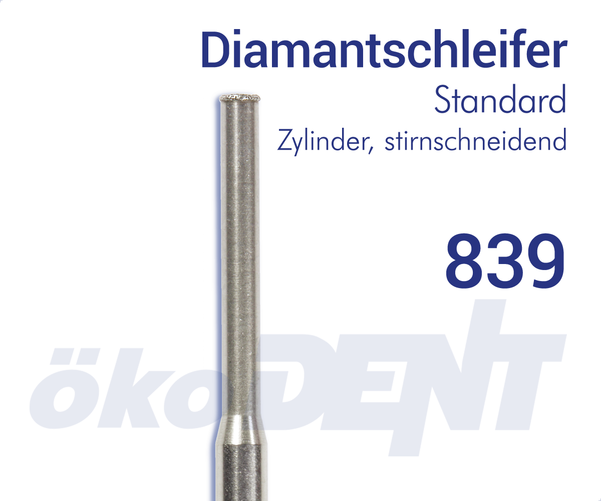 Standard-Diamant 839 - Zylinder, Stirn schneidend – ökoDENT, Diamanten