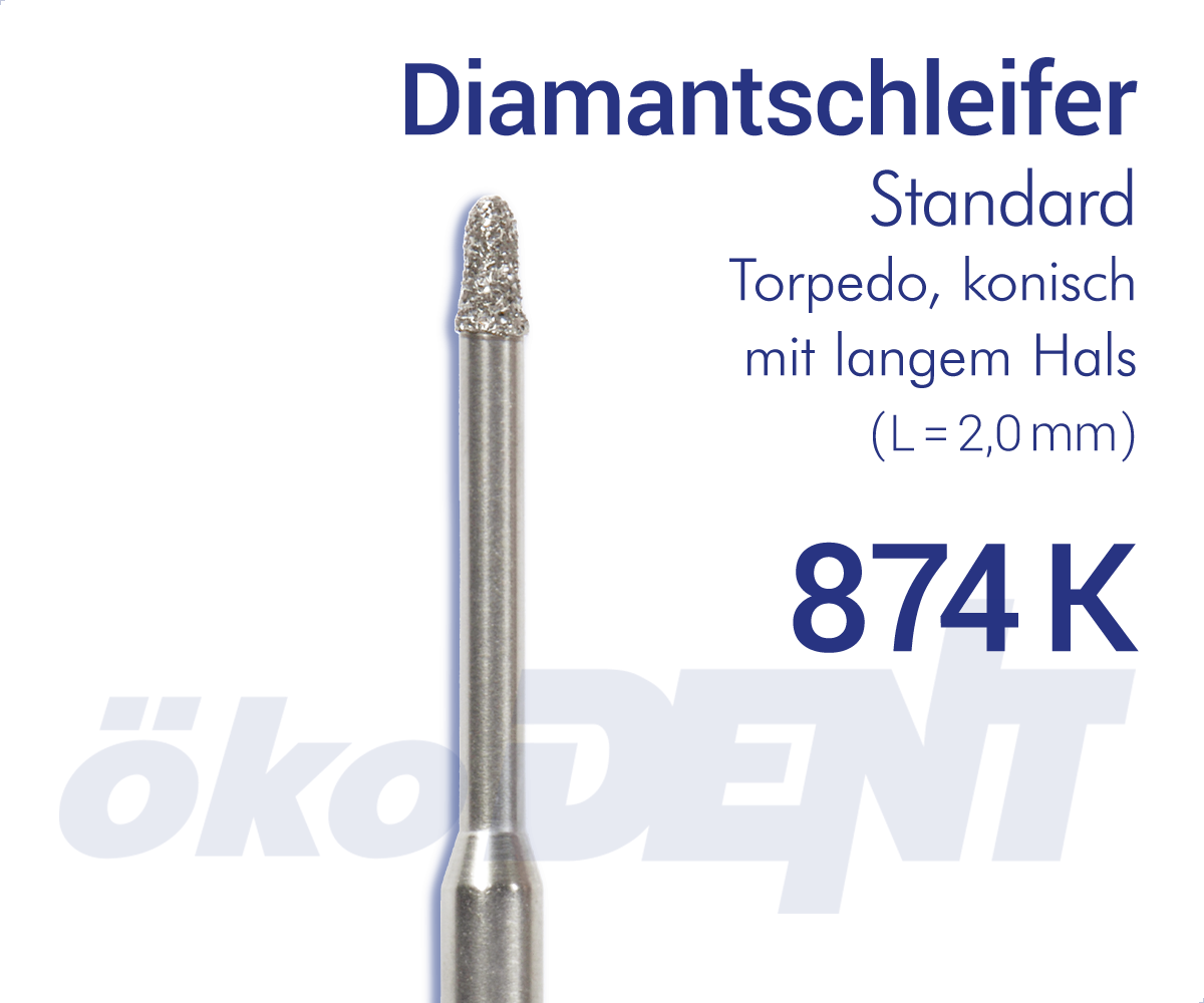 Standard-Diamant 874K - Torpedo, konisch, mit langem Hals – ökoDENT, Diamanten