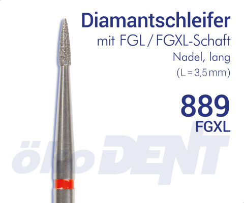 FGXL-Diamant 889 - Nadelform, lang – ökoDENT, Diamond Burs
