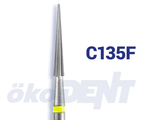 Hartmetall-Finierer C135 F Konus, 9 mm 16 Schneiden Sicherheitsspitze – ökoDENT, Polierer
