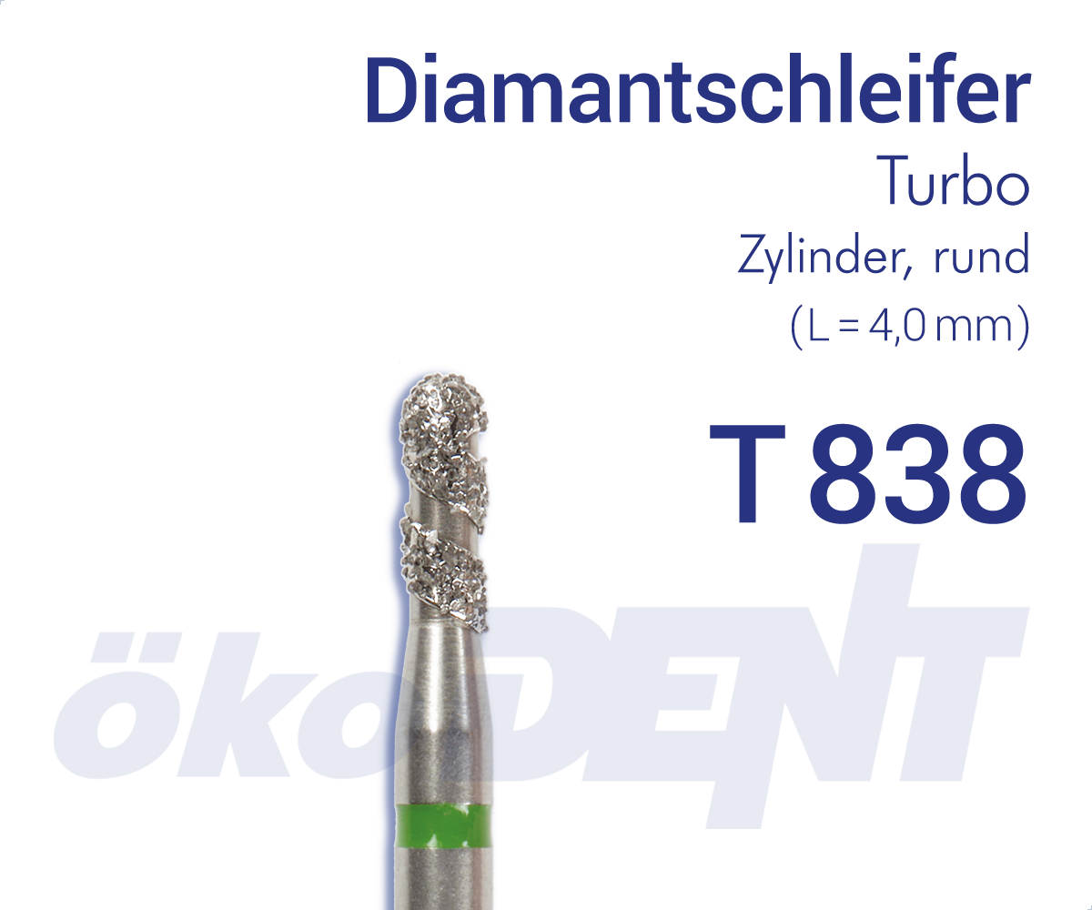 Turbo-Diamant T838 - Zylinder, rund – ökoDENT, Diamanten