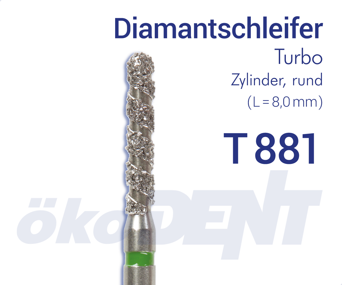 Turbo-Diamant T881 - Zylinder, rund – ökoDENT, Diamonds