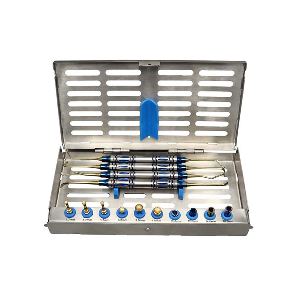 Erweitertes Sinuslift-Set für Dentalimplantate mit Bohrern, Tiefenanschlägen und Elevationsinstrumenten – Precision Dental, Systemunabhängige Instrumente und Zubehör