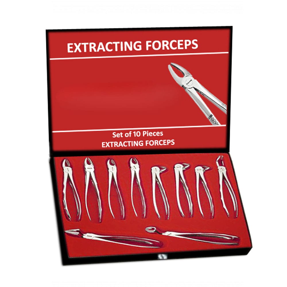 Extraktionszangen-Set mit 10 Stück – chirurgisches Dentalinstrumenten-Set – Precision Dental, Extraktionszangen
