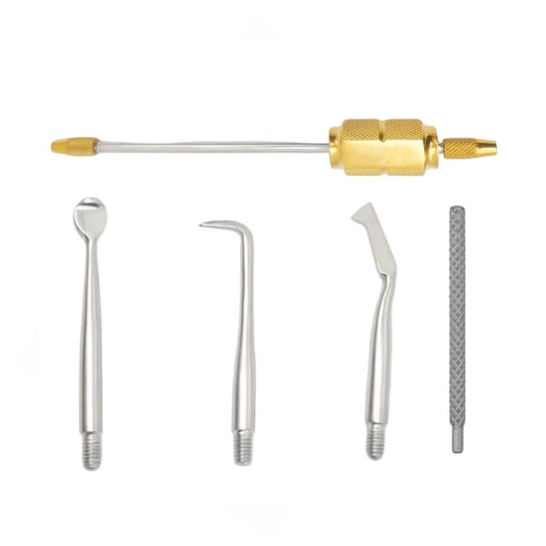 Dental Morrell Kronenentferner, manueller Kronenentferner für wurzelbehandelte Zähne, kontrollierter Kraft-Kronenentferner, 3 Aufsätze und Einstellschlüssel