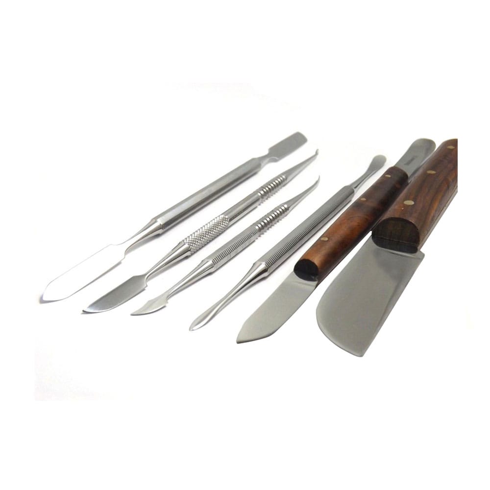 Couteau à plâtre, Fahen petit modèle, Spatule à ciment, Zahle, Beale, LeCron – LOT DE 6 – Precision Dental, Dental Laboratory Instruments