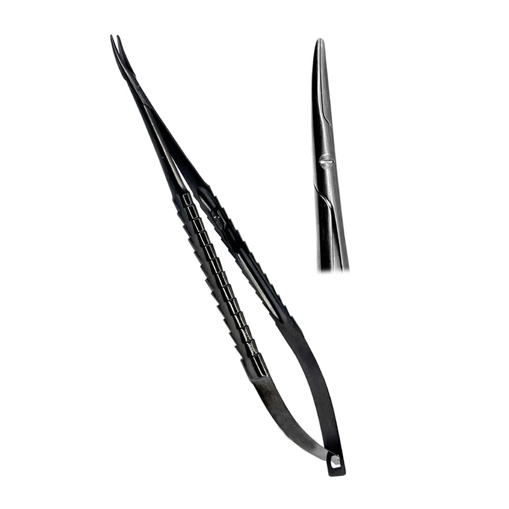 Micro Needle Holder TC 18cm Curved Locking – Precision Dental, Surgical Instruments