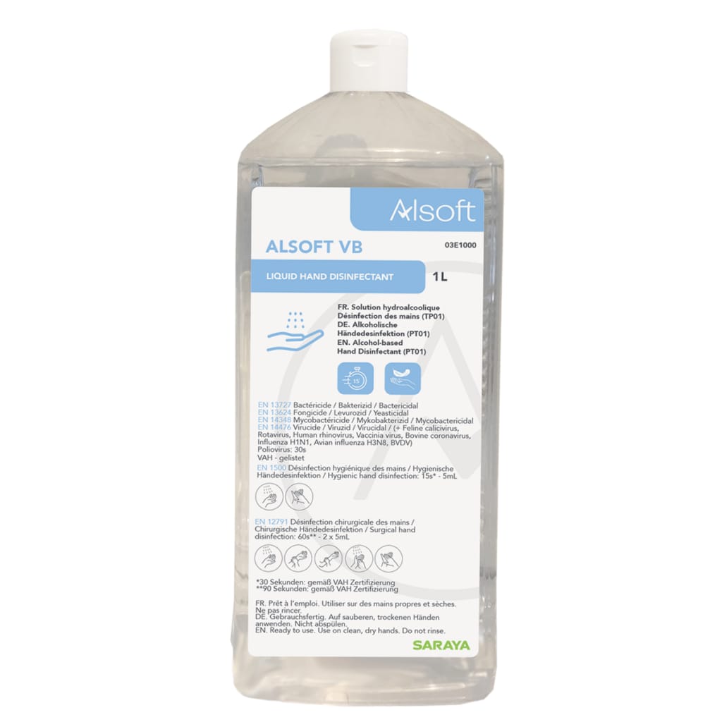 SARAYA Alsoft VB – Händedesinfektion, für MDS-1000, 1 l – RUNDAS GmbH, Hand Disinfection