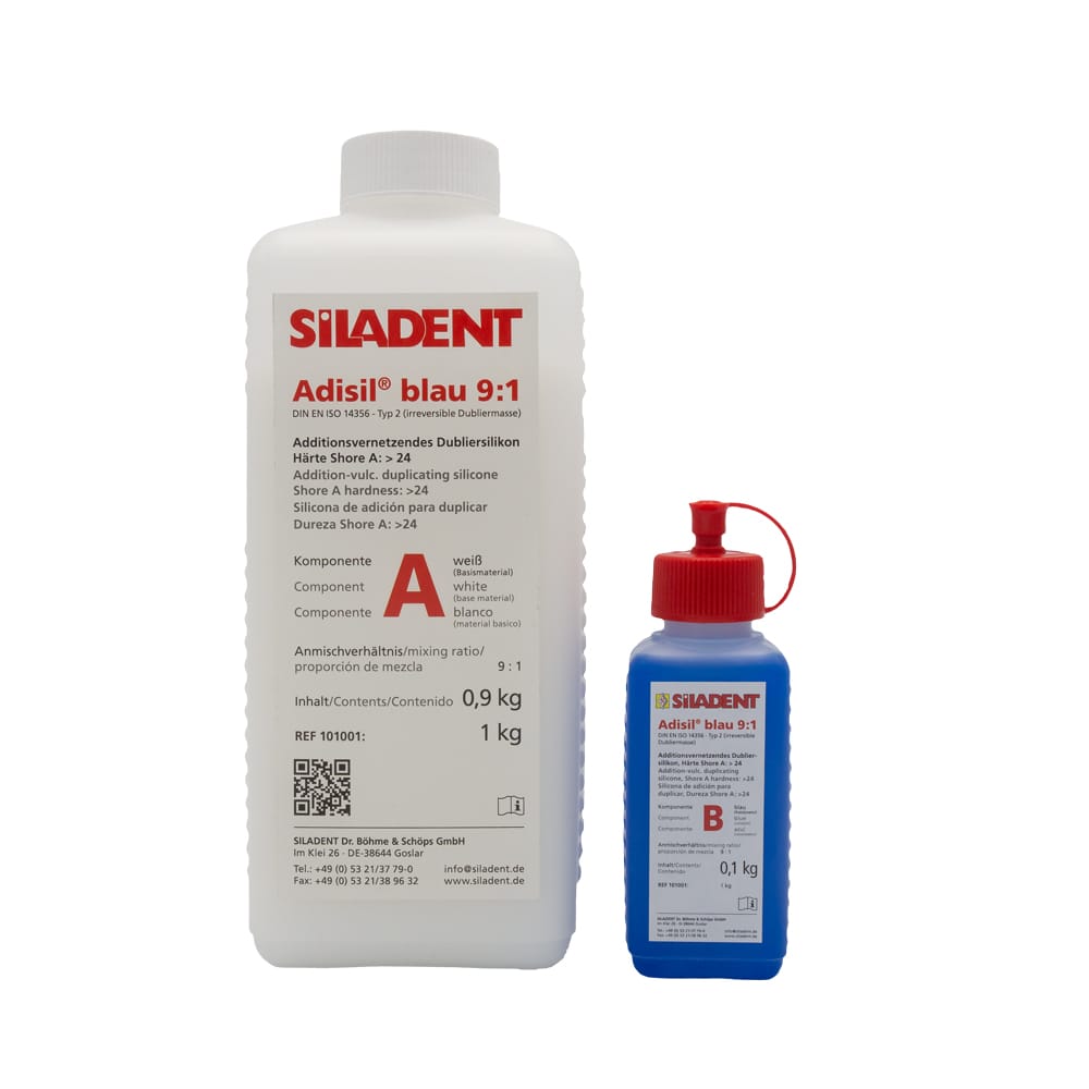 Adisil® blau 9 : 1 – SILADENT Dr. Böhme & Schöps, Dubliermassen und Dublierküvetten