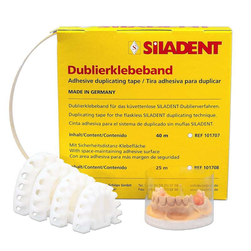 Dublierklebeband mit Sicherheitsdistanz-Klebefläche (25 m) – SILADENT Dr. Böhme & Schöps, Duplicating Materials and Duplicating Flasks