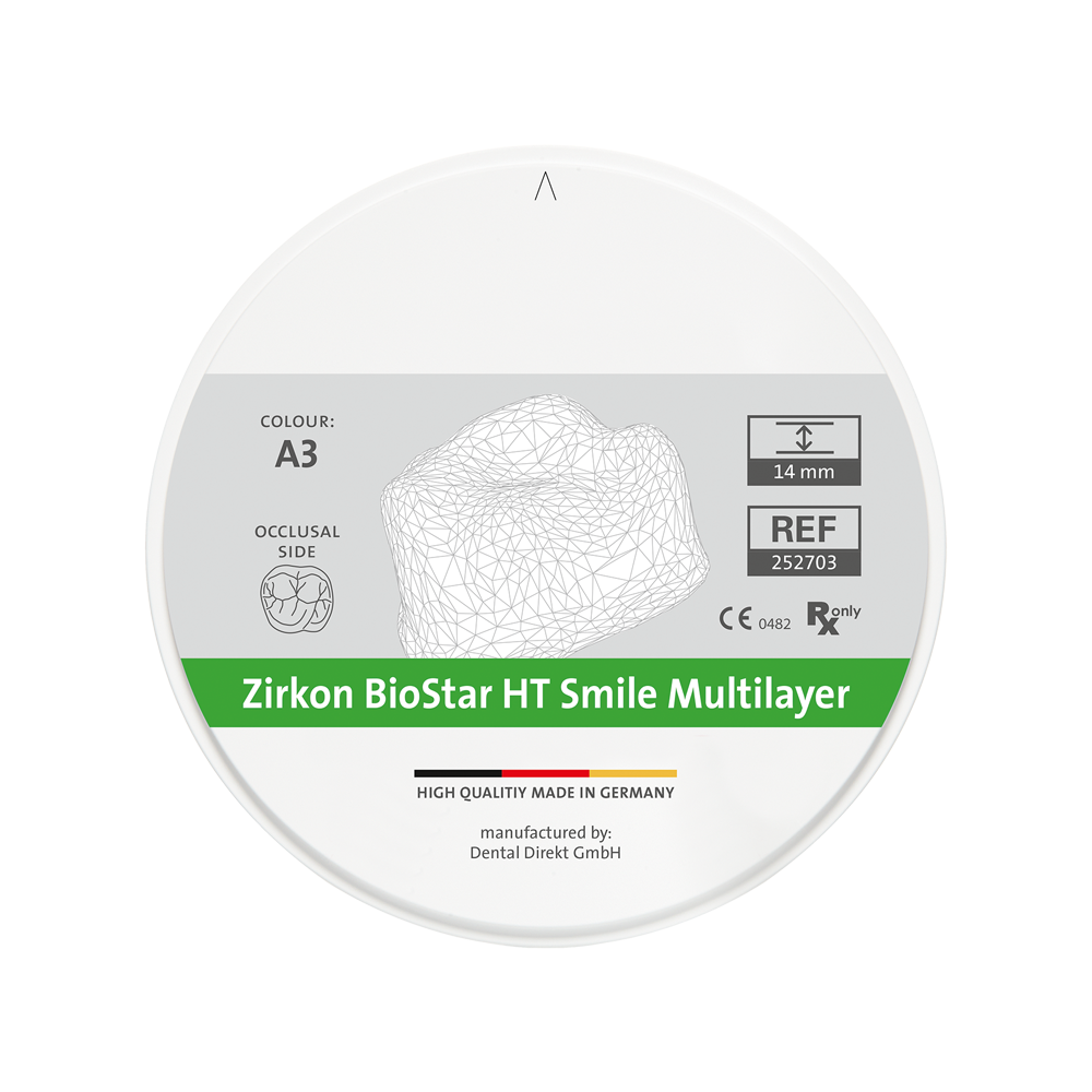 Zirkon BioStar HT Smile Multilayer A1 – SILADENT Dr. Böhme & Schöps, Zirkonoxid