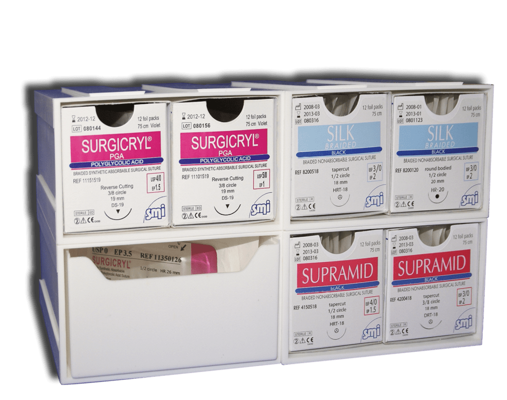 Support pour matériel de suture en pochettes – SMI SUTURES, Suture Materials