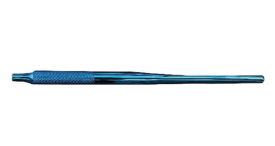 Handgriff 2, metallic blau beschichtet – TeleDenta GmbH, Trays, Sterilcontainer und Zubehör