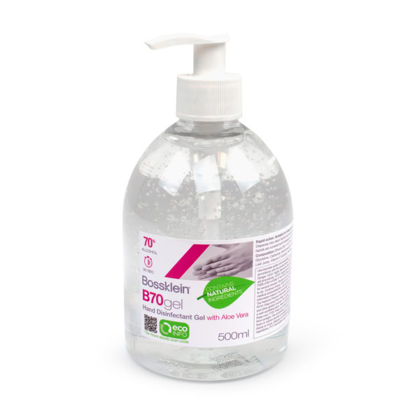 B70gel Hand Disinfectant Gel with Aloe Vera - 500ml Pump Dispenser Bottle