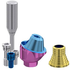 Set 17° angled multi unit abutment D-type with CAD/CAM short sleeve