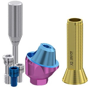 Set 17° angled multi unit abutment D-type with CAD/CAM long sleeve